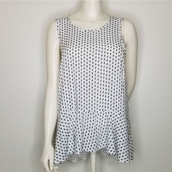 Libby Edelman‎ Womens Sleeveless White Navy Top Size L - Picture 2 of 12